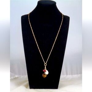 COACH Gold-Tone Charm Pendant Necklace with Cherry, Faux Pearl & Tiger Eye Heart